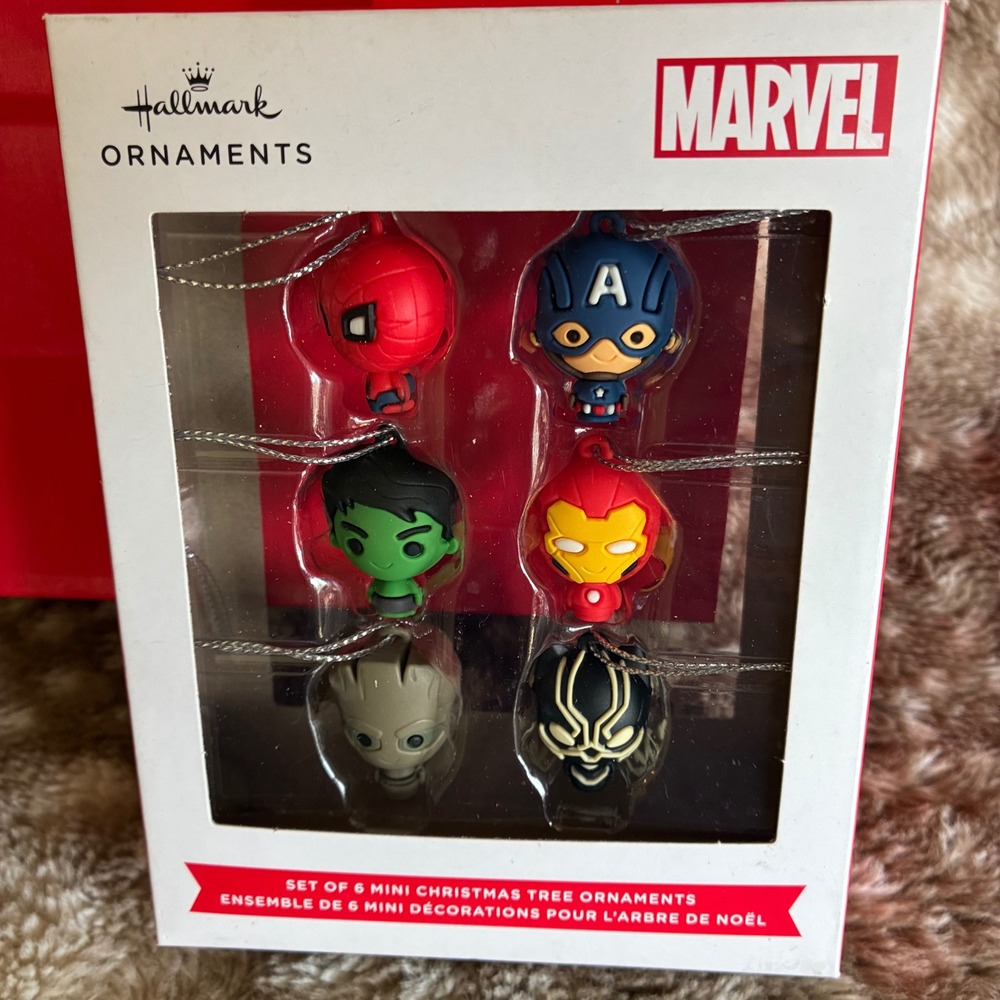 Hallmark Marvel Ornaments Set of 6 Mini Spider-Man Captain America Iron Man Hulk